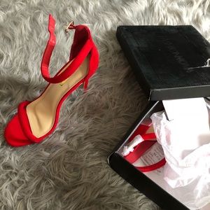 Red open toe sandal heels
